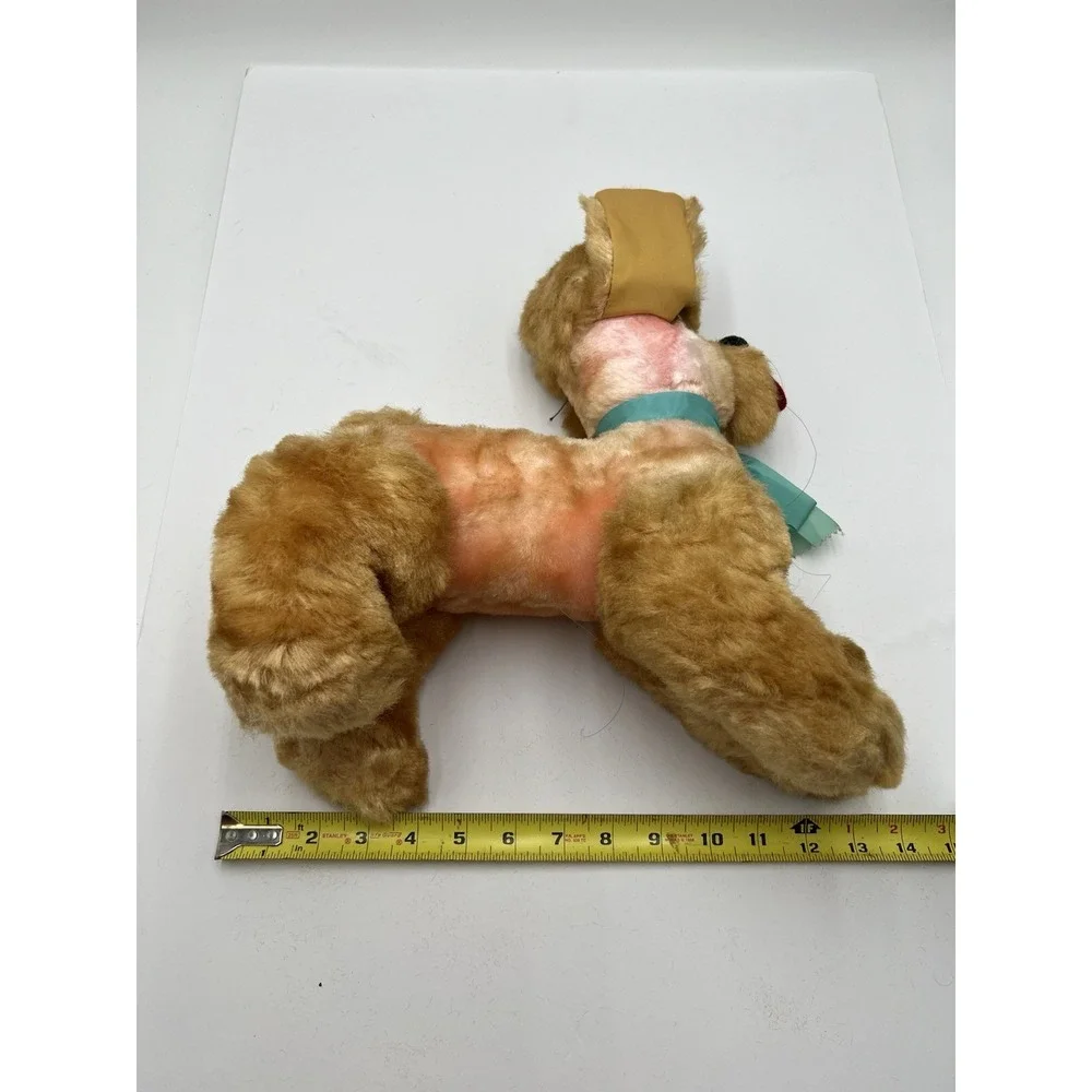 Vintage 1960s Japan Big Head Poodle Plush Dog Blue Eyes Red Tongue 14